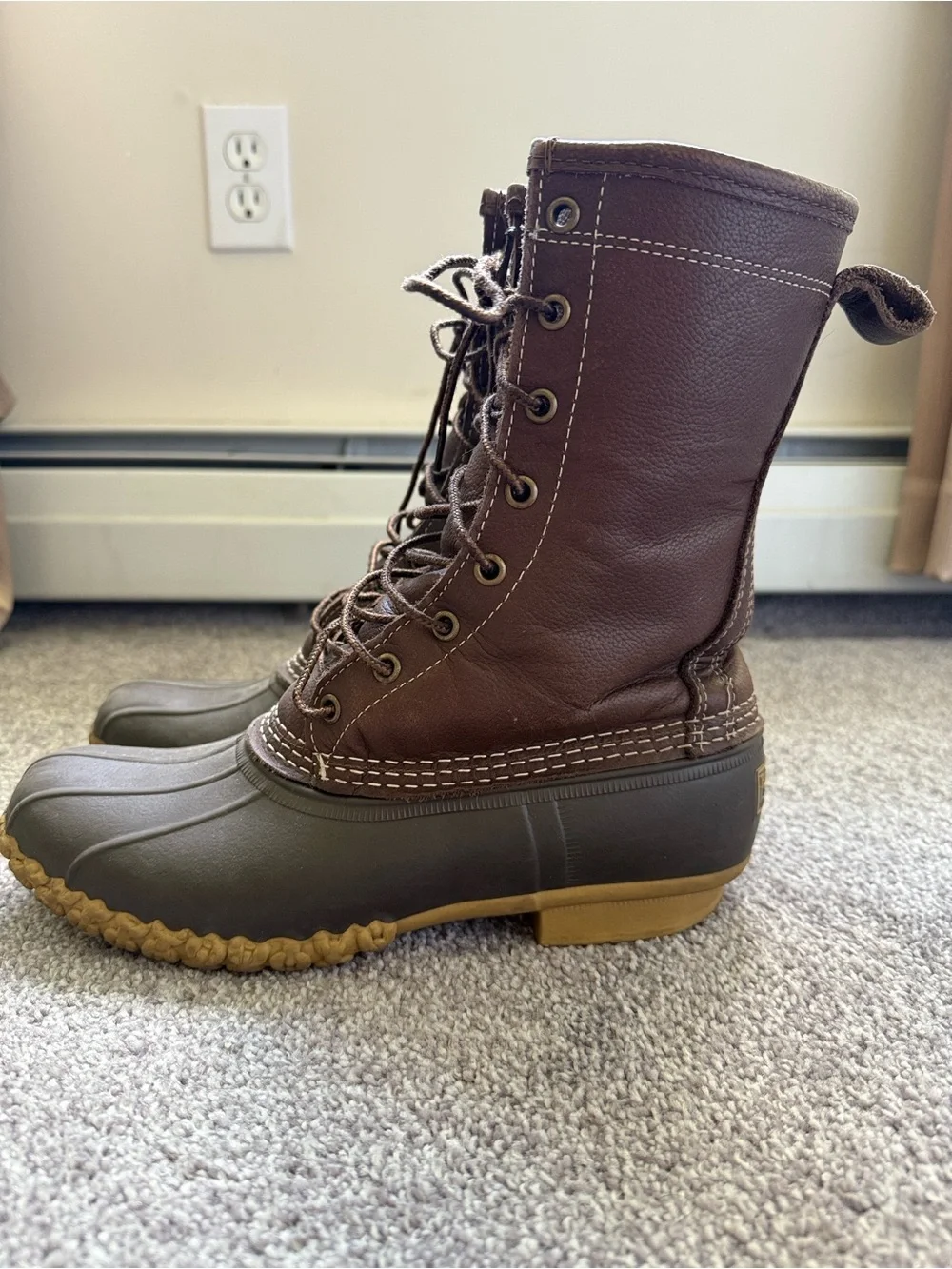 L.L. Bean Women's Brown and Tan Winter Shearling Duck Boots